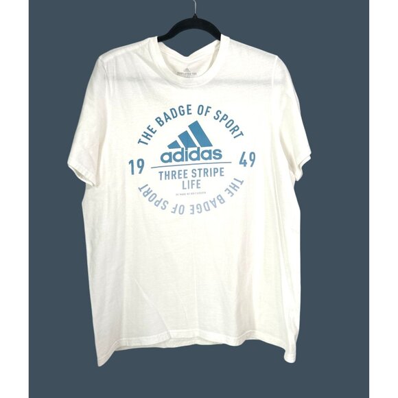 Adidas Amplifier Tee White/Blue Logo T-Shirt Mens Large 100% Cotton Sportswear C - Picture 2 of 6